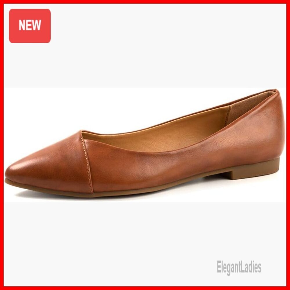 Women's Ballet Flats Slip On Shoes Faux Leather Comfort Casual Walking